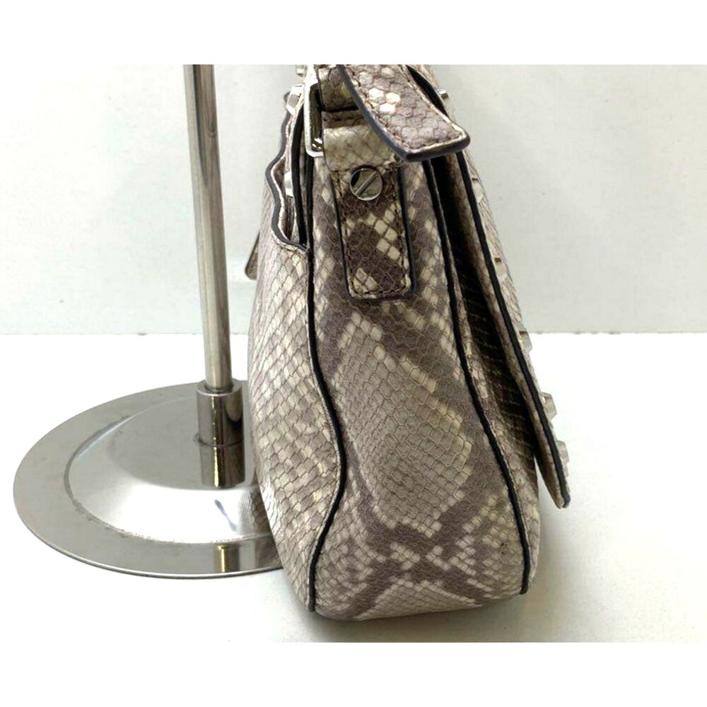 Michael Kors Faux Python Embossed Studded Gray Le… - image 4